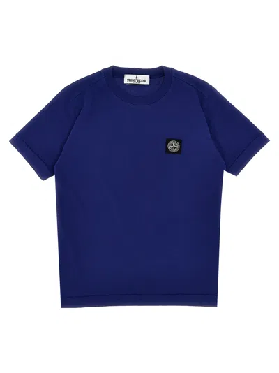 Stone Island Kids' Logo Patch T-shirt In Blue