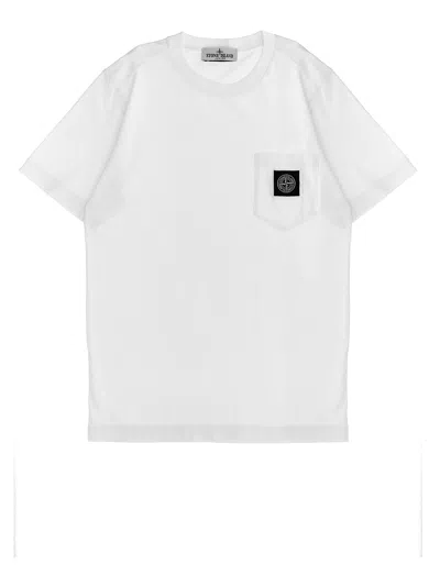 Stone Island Junior Kids' Logo Patch T-shirt In White