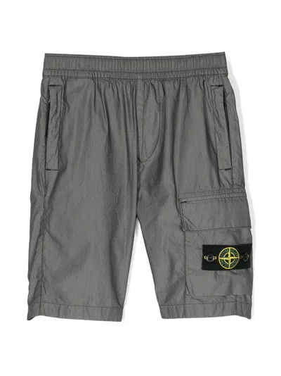 Stone Island Kids' Logo-patch Track Shorts In Grey