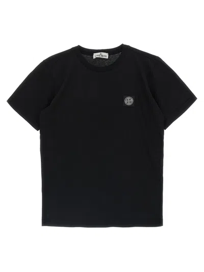 Stone Island Junior Logo Patch T-shirt In Black