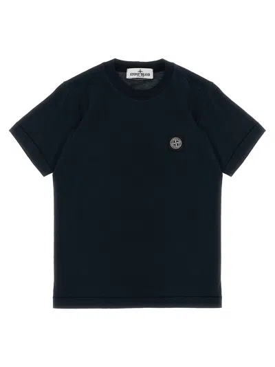 Stone Island Junior Logo Patch T-shirt In Black