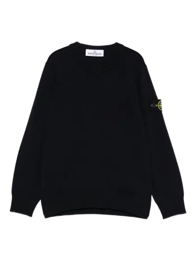 Stone Island Kids' Logo Badge Sweatshirt In Blue