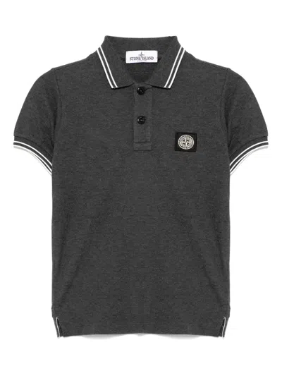 Stone Island Kids' Logo Polo Shirt In Grey