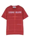 Stone Island Logo-print Checked T-shirt In Red