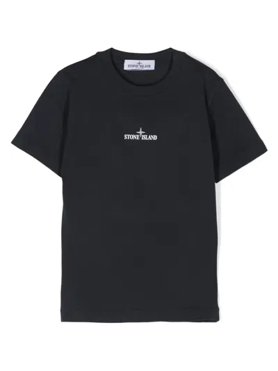 Stone Island Kids' Logo-print Cotton T-shirt In Blue