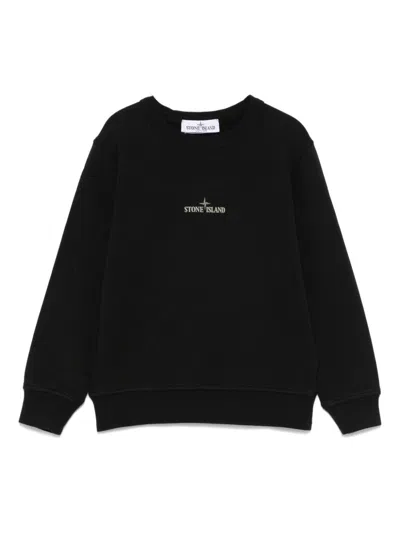 Stone Island Kids' Logo-print Sweatshirt In Black