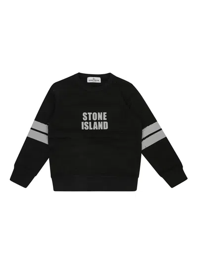 Stone Island Kids' Logo-print Sweatshirt In Black