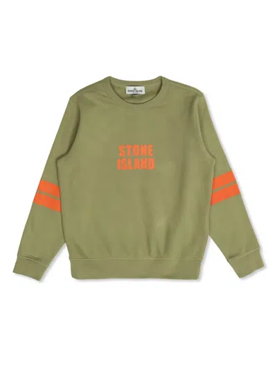 Stone Island Kids' Logo-print Sweatshirt In Green