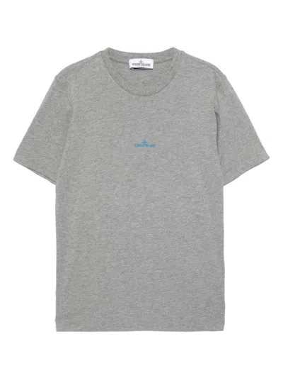 Stone Island Kids' Logo-print T-shirt In Grey
