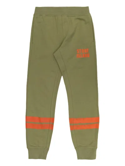 Stone Island Kids' Logo-print Track Pants In Green