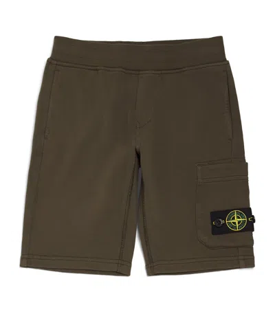 Stone Island Kids' Logo Shorts In Green