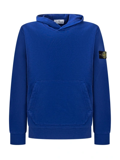 Stone Island Junior Logo Sweatshirt In Bright Blue