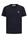 Stone Island Compass-patch Cotton T-shirt In Blue