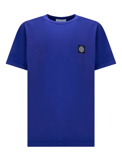 Stone Island Kids' Logo T-shirt In Bright Blue