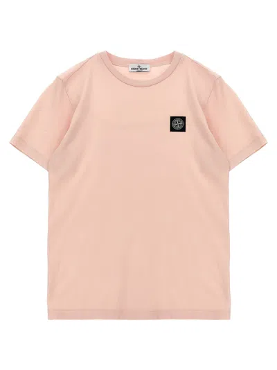 Stone Island Junior Logo-badge Cotton T-shirt In Pink