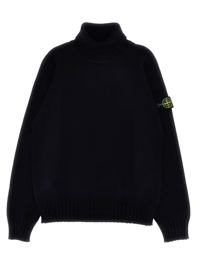 Stone Island Junior Logo-badged Cotton Blend Sweater In Black