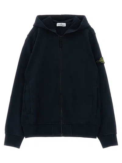 Stone Island Junior Logo-embroidered Organic Cotton Hoodie In Black