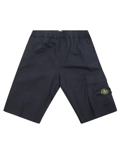 Stone Island Junior Logo-patch Shorts In Blue