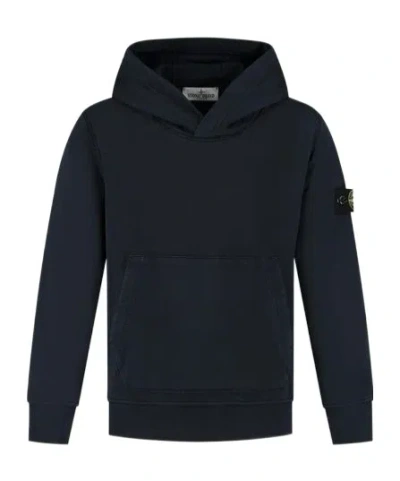 Stone Island Junior Long Sleeved Compass-badge Hoodie In Blue