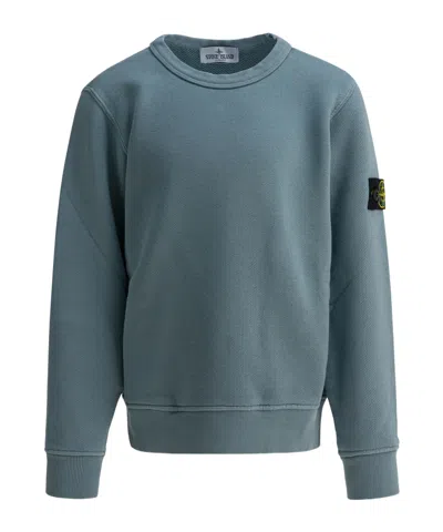 Stone Island Junior Long Sleeved Logo Patch Sweatshirt In Blue