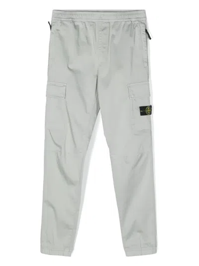 Stone Island Kids' Mid-rise Tapered Trousers In Grey