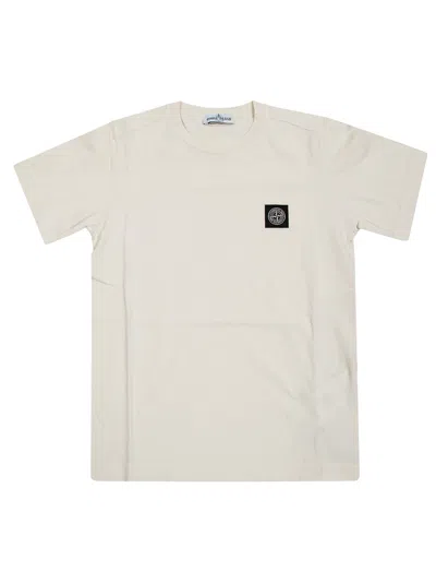 Stone Island Junior Mini Badge Logo Short Sleeve T-shirt In White