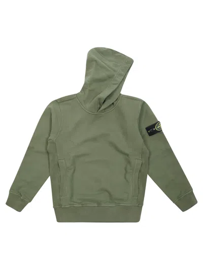 Stone Island Junior Mini Hoodie Sweater In Green