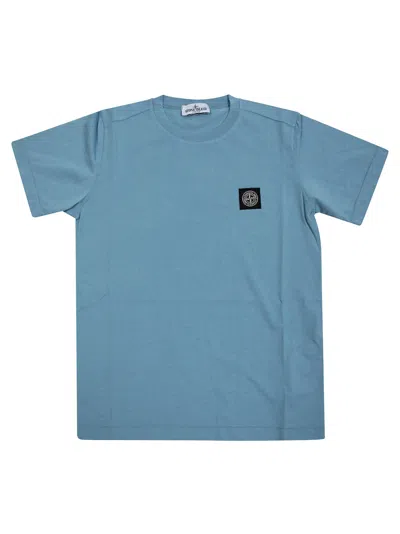 Stone Island Junior Mini Logo Front Tee In Blue
