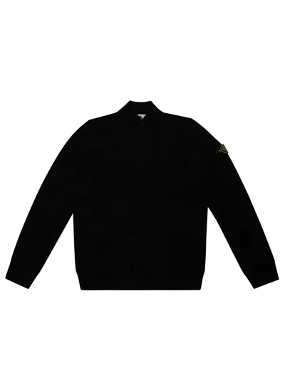 Stone Island Junior Mini Long Sleeve Polo In Black