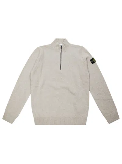 Stone Island Junior Mini Long Sleeve Polo Shirt In White
