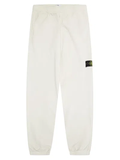 Stone Island Junior Mini Sweatshirt Trousers With Logo Patch In White