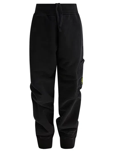 Stone Island Junior Mini Trousers For Boys - Fw25 Collection In Black