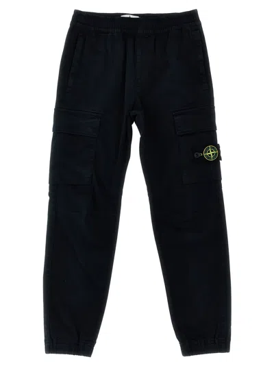 Stone Island Junior Organic Cotton Cargo Pants In Black