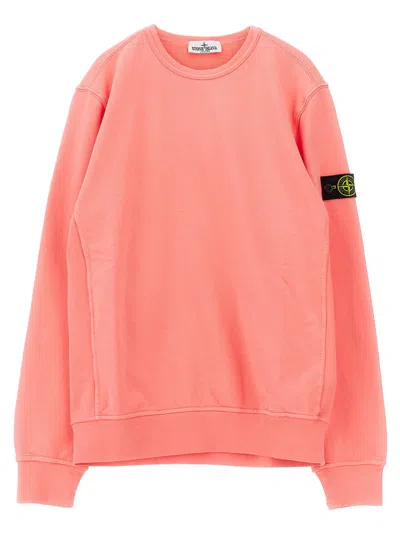 Stone Island Junior Organic Cotton Garment-dyed Sweatshirt In Orange