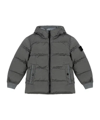 Stone Island Junior Padded Hooded Jacket In Gray