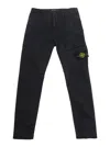 Stone Island Black Slim Cargo Pants With Logo Patch In Stretch Cotton Boy In Blu