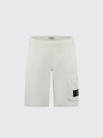 Stone Island Kids' Pantaloncino Sportivo In Cotone  Junior In White