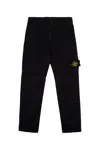 Stone Island Blue Pants With Elastic Waist And Logo Patch On The Pocket In Cotton Stretch Boy In Black