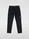 Stone Island Blue Pants With Elastic Waist And Logo Patch On The Pocket In Cotton Stretch Boy In Schwarz