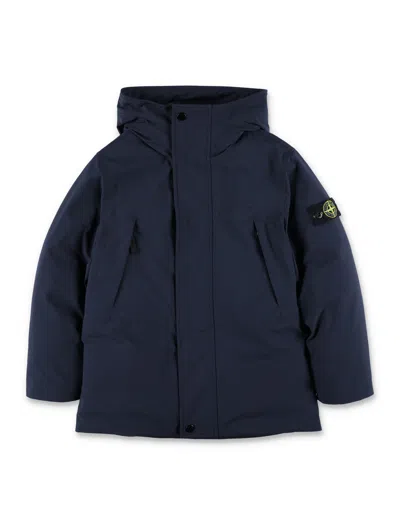 Stone Island Kids' Parka Hoodie In Navy