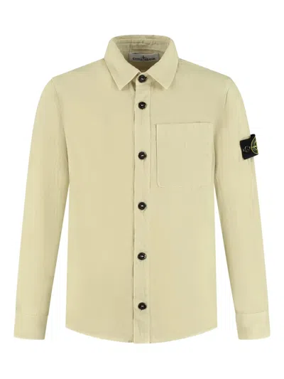 Stone Island Kids' Patch-pocket Button-down Shirt In Neutral