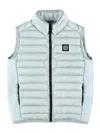 Stone Island Pearl Grey Nylon Padded Gilet With Logo Patch In Grey
