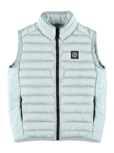Stone Island Kids' Pearl Grey Nylon Padded Gilet With Logo Patch
