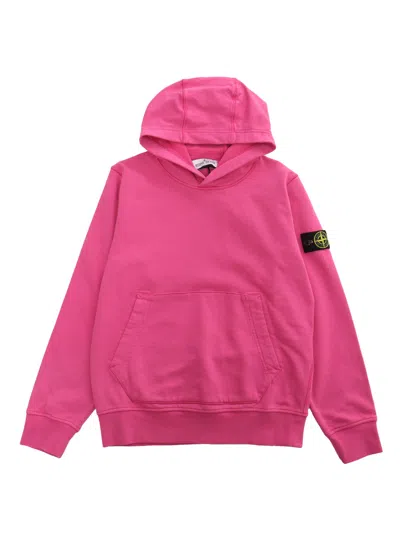 Stone Island Kids' Pink Hoodied Sweatshirt In Purple