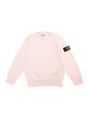Stone Island Pink Sweatshirt With Round Neck And Logo Patch On The Sleeve In Cotton Boy In Pink