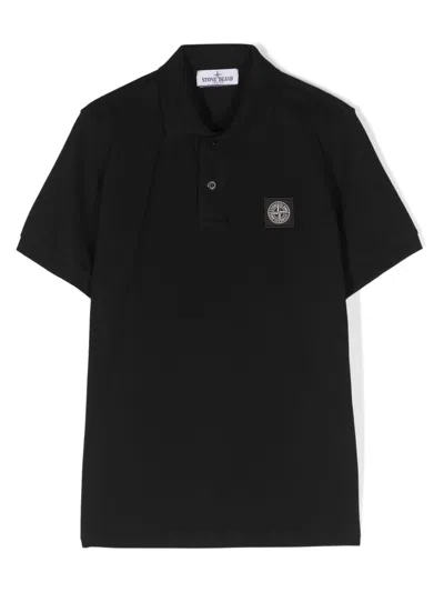 Stone Island Kids' Polo Shirt In Black