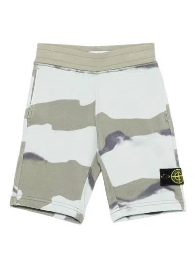 Stone Island Cotton Sweat Shorts In 浅蓝色
