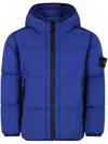 Stone Island Compass-patch Padded Hooded Jacket In Bright Blue