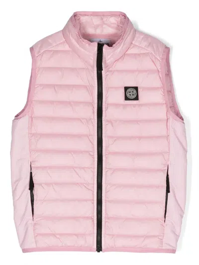 Stone Island Kids' Quilted Down Gilet In Pink