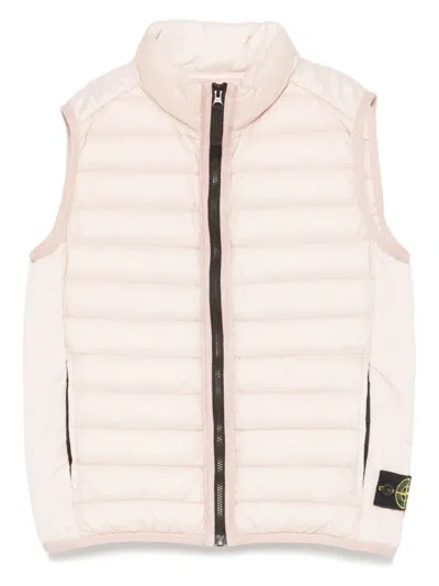 Stone Island Kids' Quilted Gilet In Pink